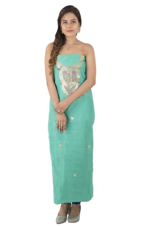Womens Chanderi 3 Phool Embroidery Suit Dress Material