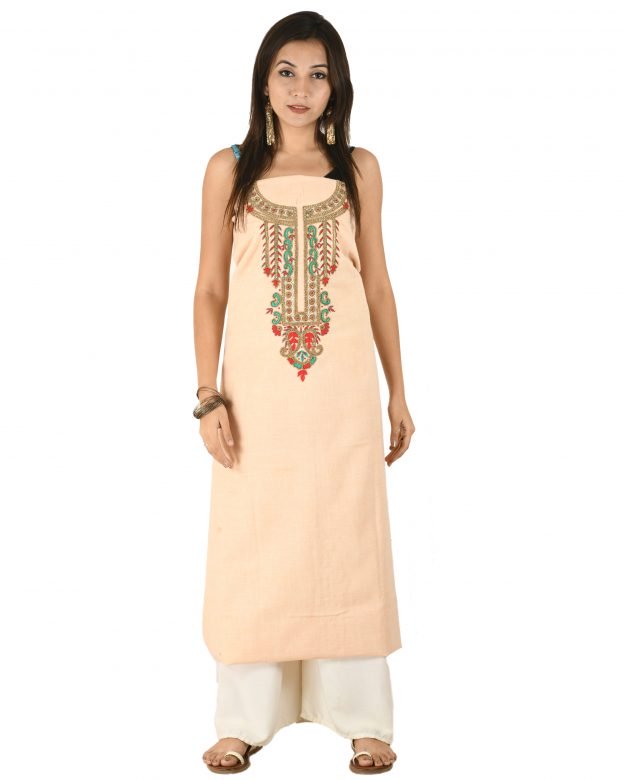 Cotton Knee Long Designer Peach Free Size Suit Piece