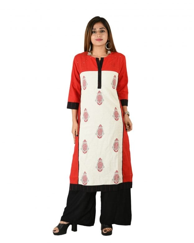 Cotton Solid Multicolor Knee Long Regular Fit Casual Kurta