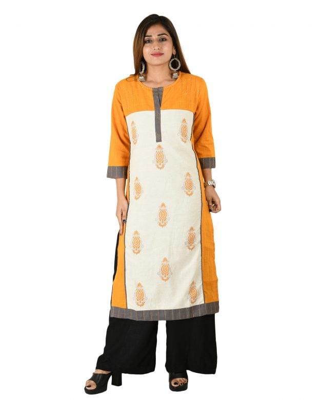 Cotton Solid Multicolor Knee Long Regular Fit Casual Kurta
