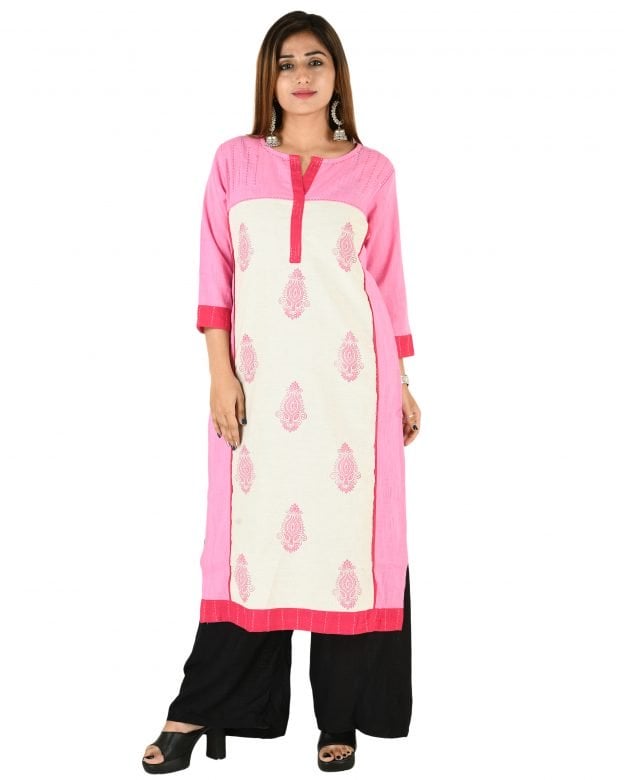 Cotton Solid Multicolor Knee Long Regular Fit Casual Kurta