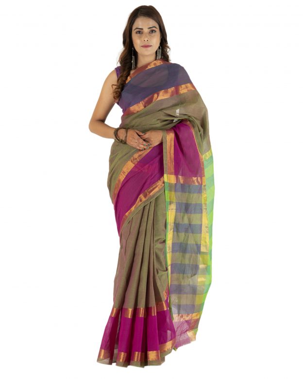 Handmade Traditional Multicolor Cotton Pochampally Ikkat Saree