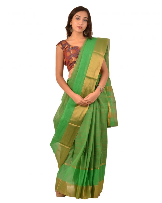 Art Silk Zari Green Tribal Traditional Party Wear Saree