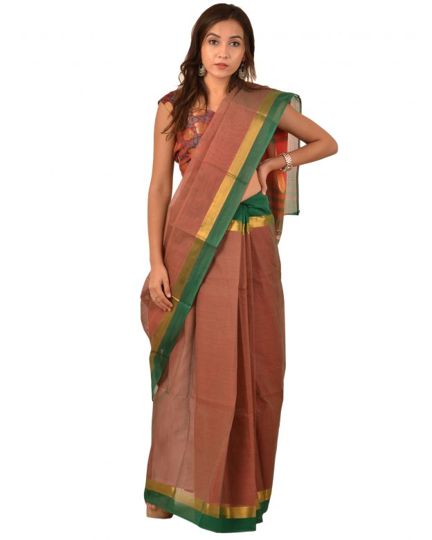 Art Silk Zari Red Tribal Traditional Party Wear Saree
