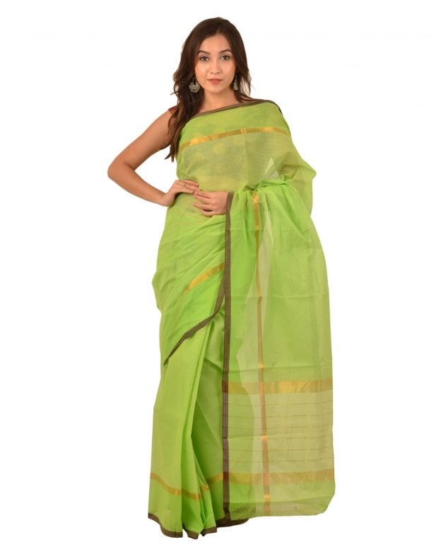 Art Silk Zari Green Tribal Traditional Party Wear Saree