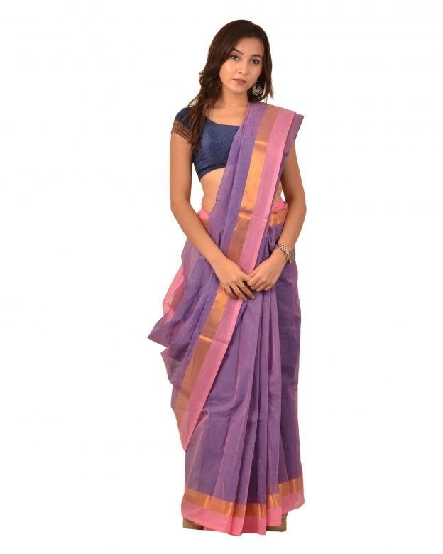 Art Silk Zari Blue Tribal Traditional Party Wear Saree