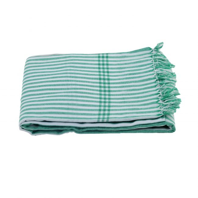 Pochampally White & Green Cotton Ikkt Towel