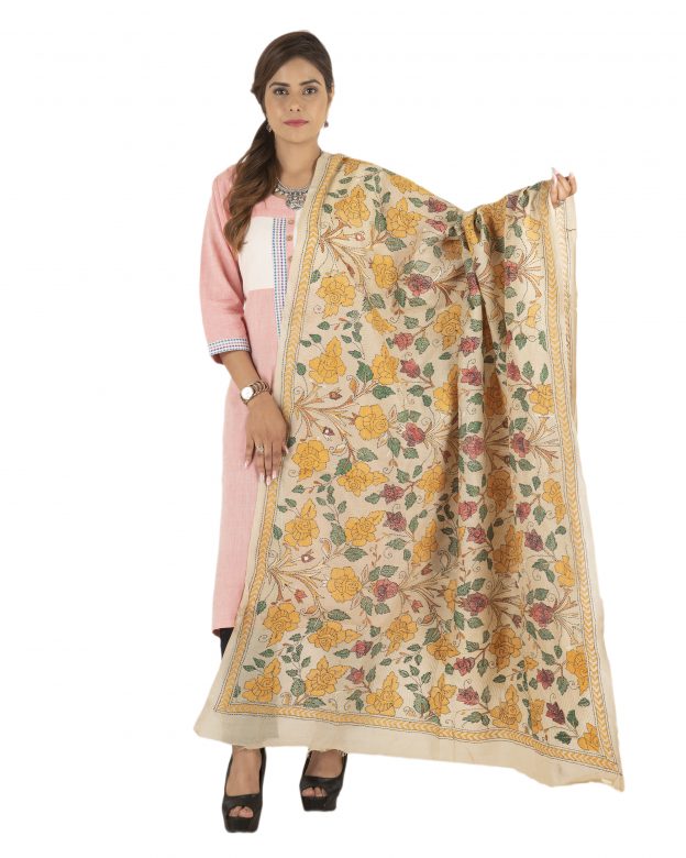 Multicolored Dupian Ghicha Silk Dupatta