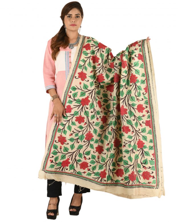 Multicolored Dupian Ghicha Silk Dupatta