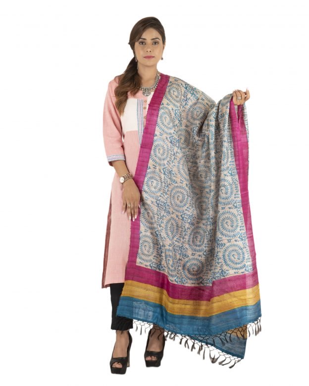 Multicolored Dupian Ghicha Silk Dupatta