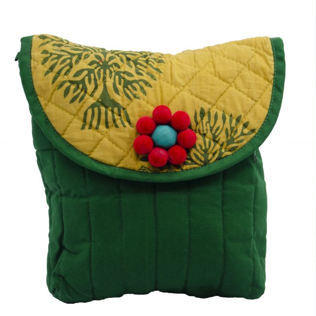 Handwoven Cotton Large Size Green Flower Bag