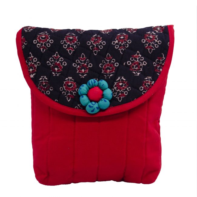 Handwoven Cotton Large Size Red Flower Bag