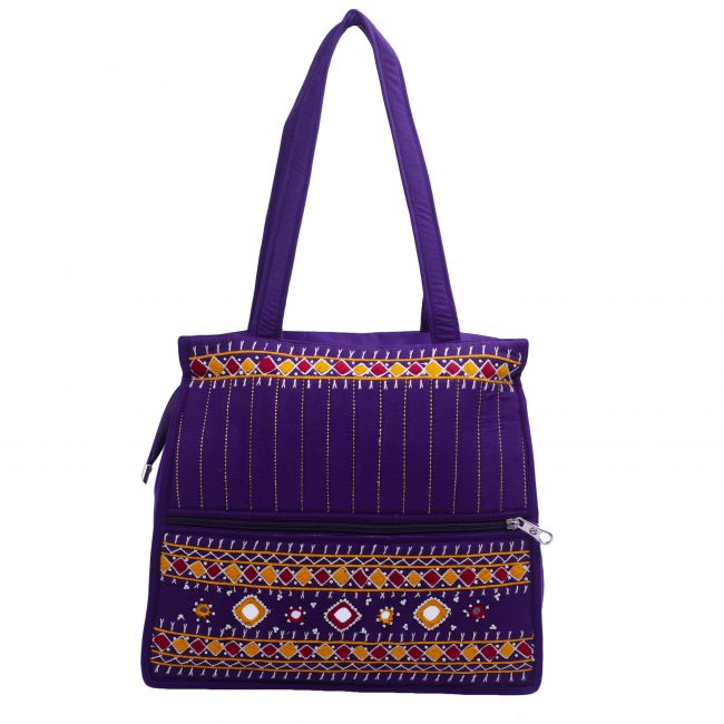 Cotton Purple Large Size Handmade Tote Handbag
