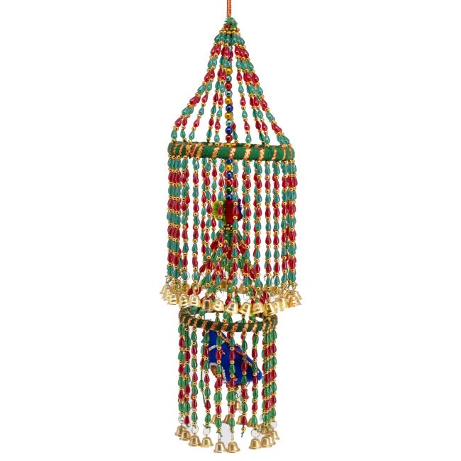 Multicolor Beads, Metal, Wool, Cotton, Foam, Mirror & Thread Big Moti Jhumkar