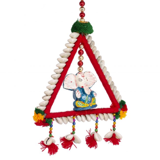 Multicolor Metal, Tera Cotta, Conch, Beads, Wool & Thread Hanging Kodi