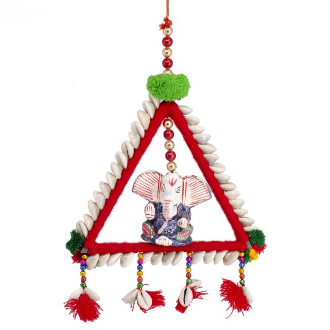 Multicolor Metal, Tera Cotta, Conch, Beads, Wool & Thread Hanging Kodi