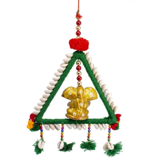 Multicolor Metal, Tera Cotta, Conch, Beads, Wool & Thread Hanging Kodi