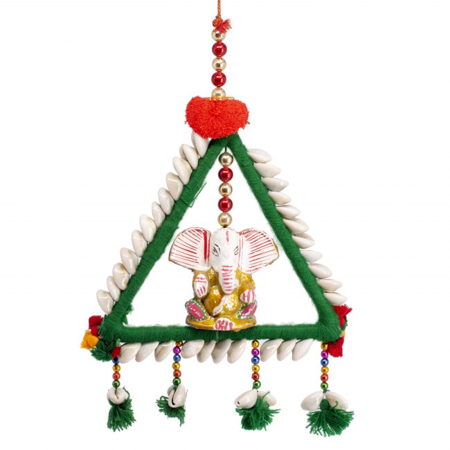 Multicolor Metal, Tera Cotta, Conch, Beads, Wool & Thread Hanging Kodi