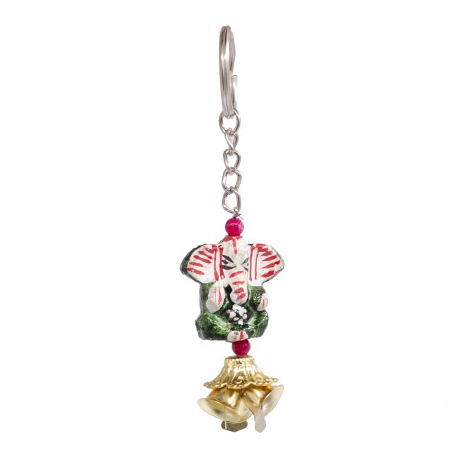 Multicolor Terracotta, Metal & Bead Keychain
