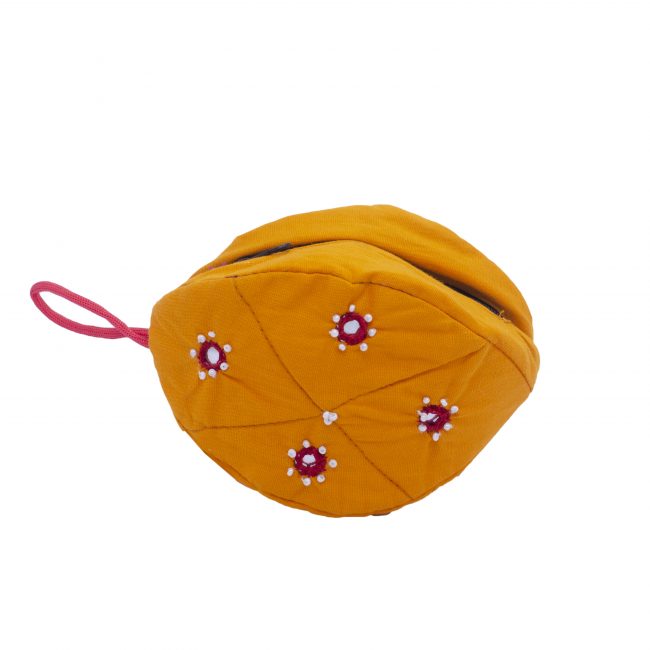 Handcrafted Cotton Almond Shape Yellow Small Pouch