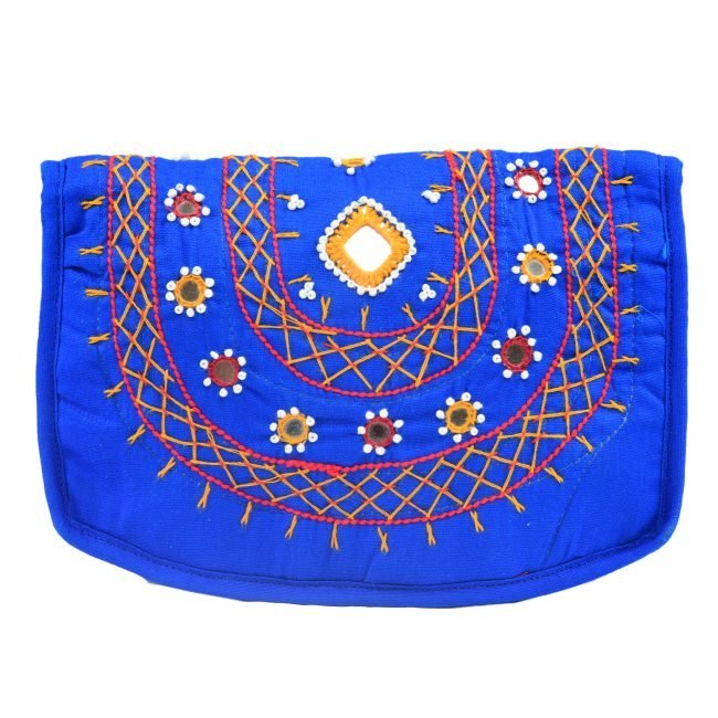 Handcrafted Blue Cotton Banjara Hand Purse For Women