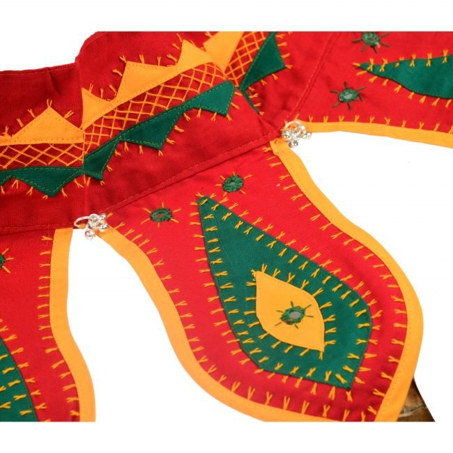 Hand Crafted Orange & Green Color Cotton, Glass & Metal Banjara Wall Hanging