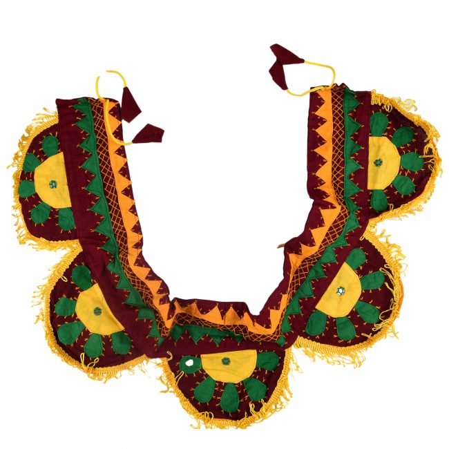 Hand Crafted Yellow & Purple Color Cotton, Silk Thread & Glass Banjara Wall Hanging