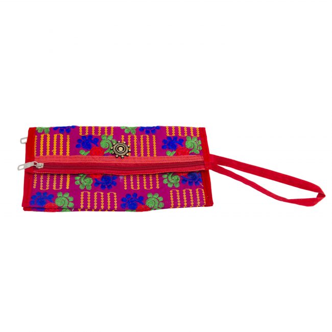 Cotton Dark Pink, Green & Blue Star Antique Bag