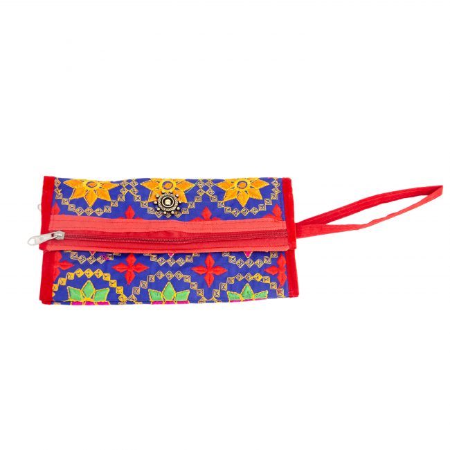 Cotton Blue, Orange & Red Star Antique Bag