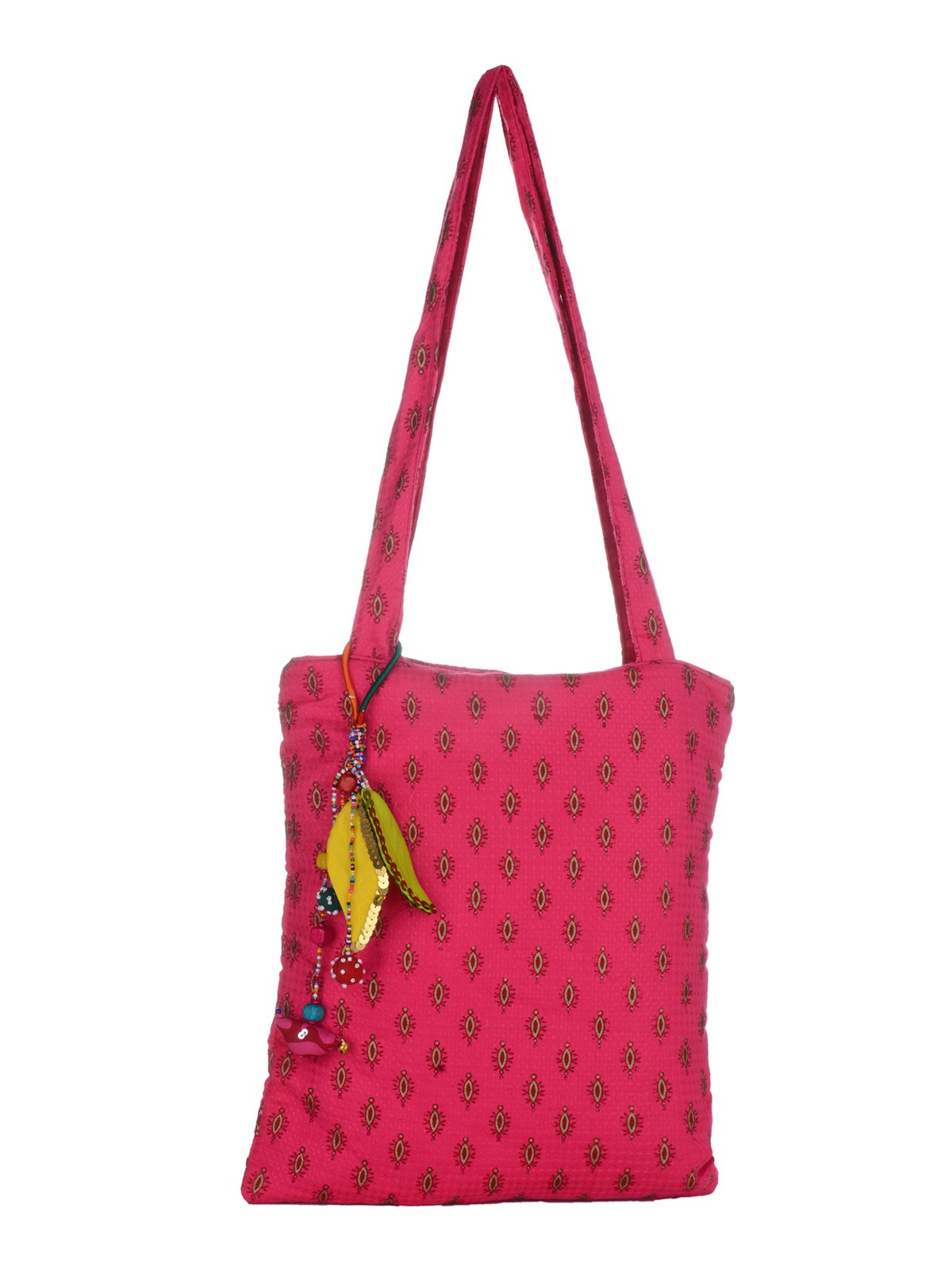 Pink Fabric Gujrati Print Shoulder Bag