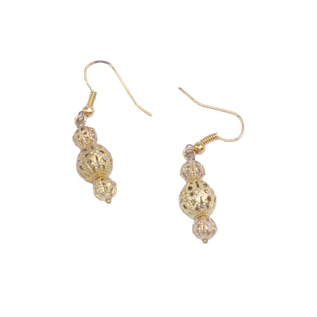 Handmade Brass Metal Yellow Dangle and Drop Earring From Himachal Pradesh