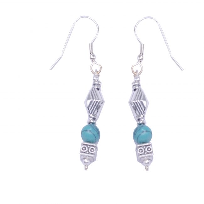 Handmade Base Metal White Dangle and Drop Earring From Himachal Pradesh
