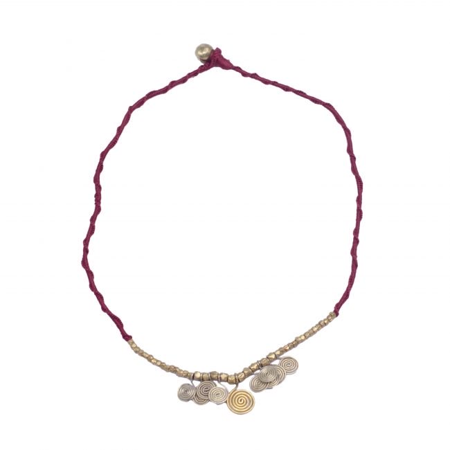 Handmade Brass Metal Yellow Chain Shaped Necklace From Himachal Pradesh