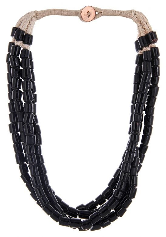 Multi-Strand Black Beads Necklace