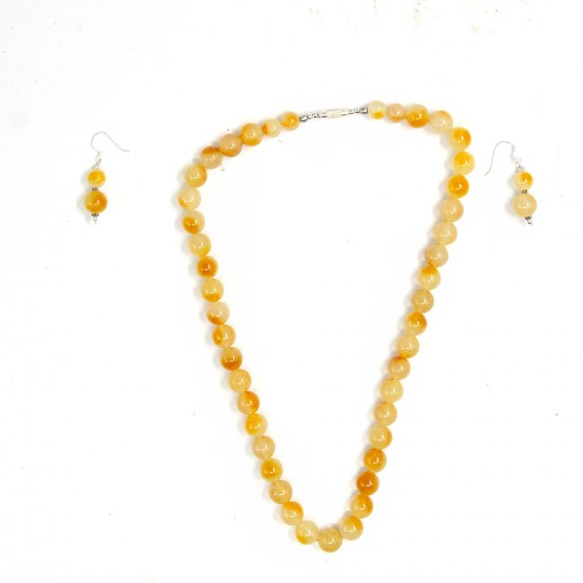 Stone Beaded Amber Necklace