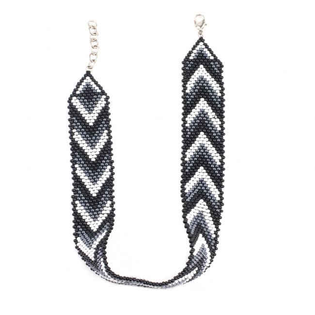 Hand Crafted White & Black Beed Necklace