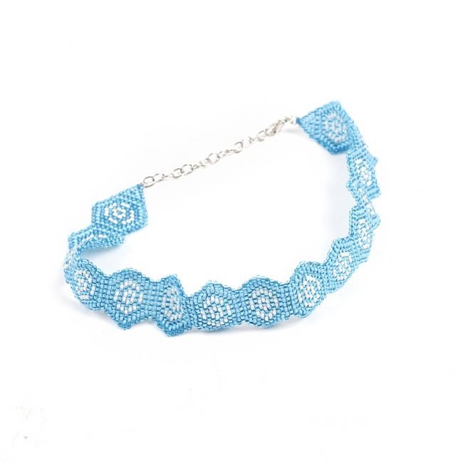 Hand Crafted Sky Blue Beed Necklace