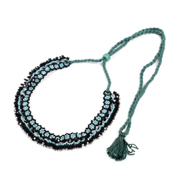 Hand Crafted Black & Green Beed Necklace