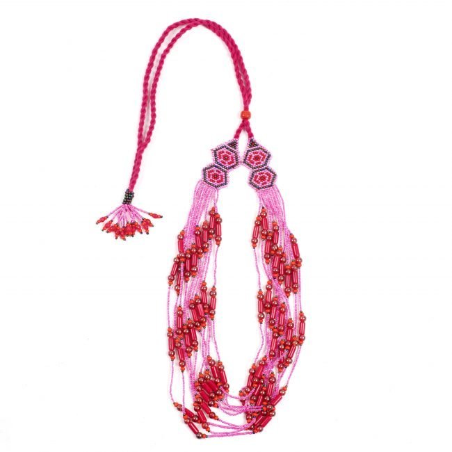 Hand Crafted Pink & Red Beed Necklace