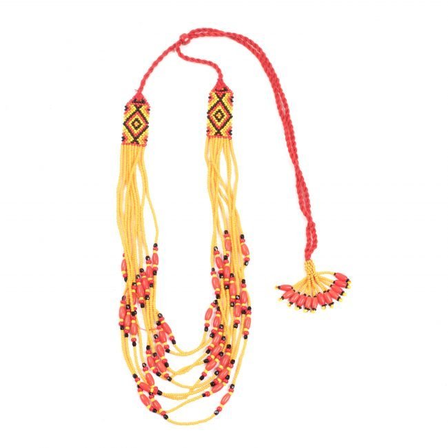 Hand Crafted Maroon & Orange  Beed Necklace