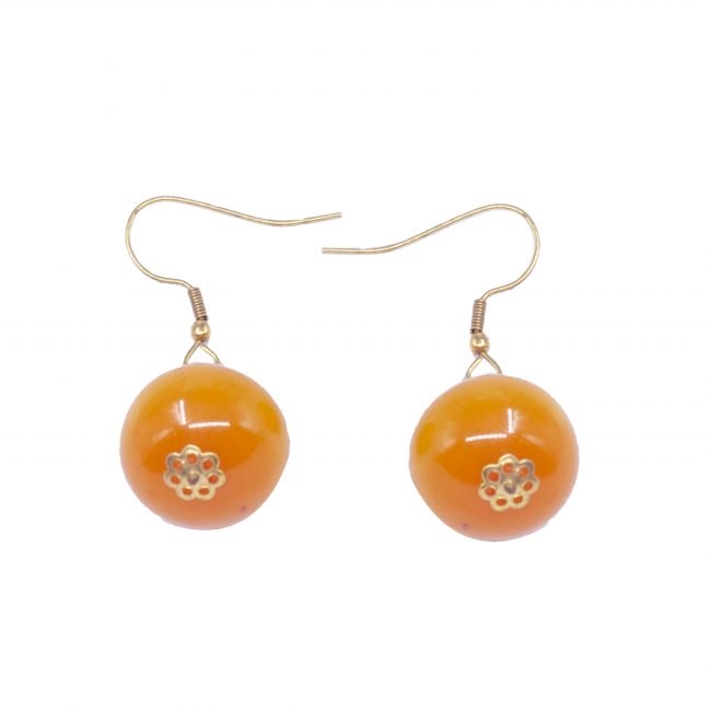 Handcrafted Brass Dangle & Drop Orange Earring