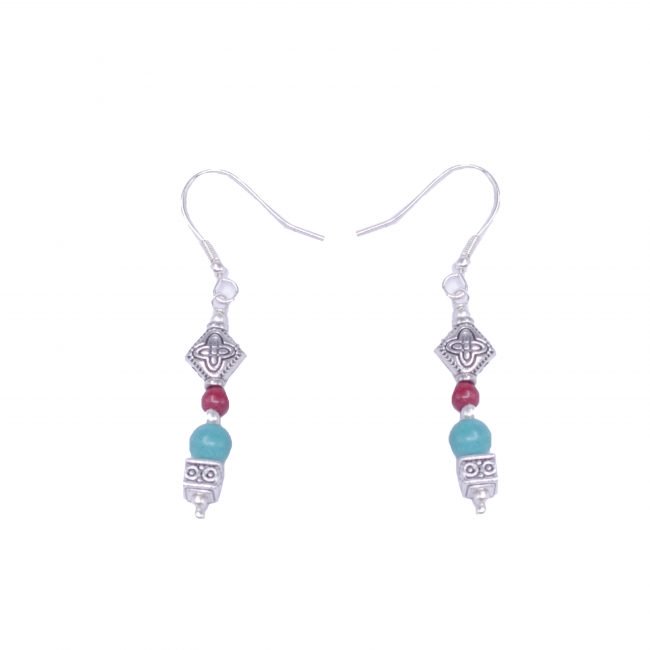 Handcrafted Brass Dangle & Drop Blue Earring