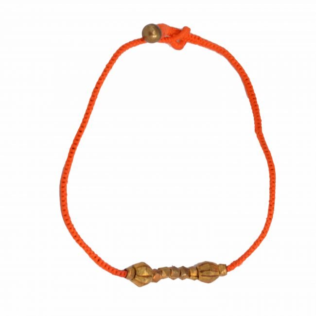 Hand Crafted Brass Metal & Thread Necklace