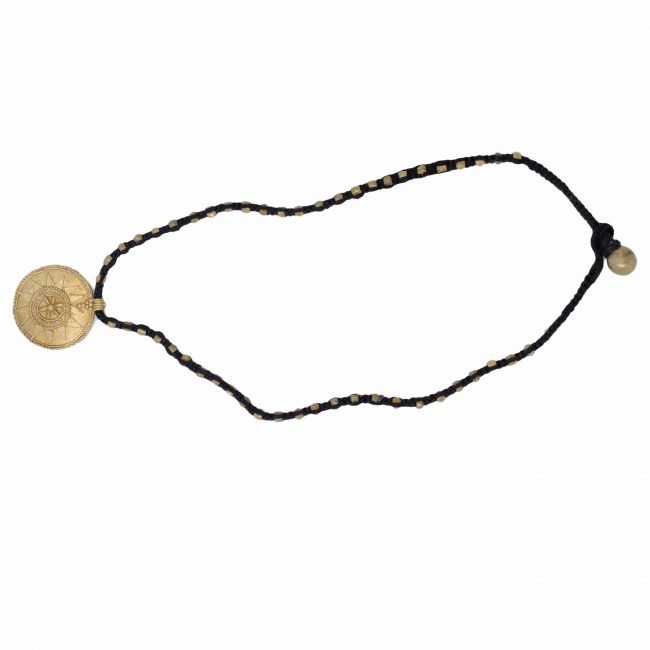 Hand Crafted Brass Metal & Thread Necklace