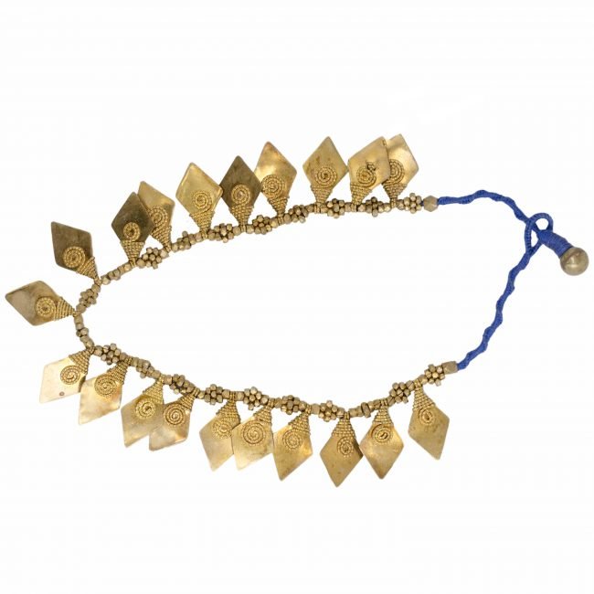 Hand Crafted Brass Metal & Thread Necklace