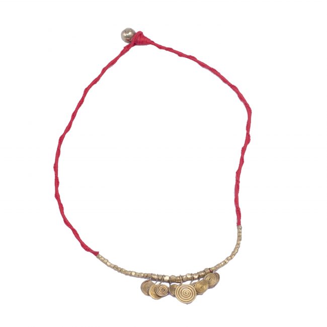 Handmade Brass Metal Yellow Chain Shaped Necklace From Odisha