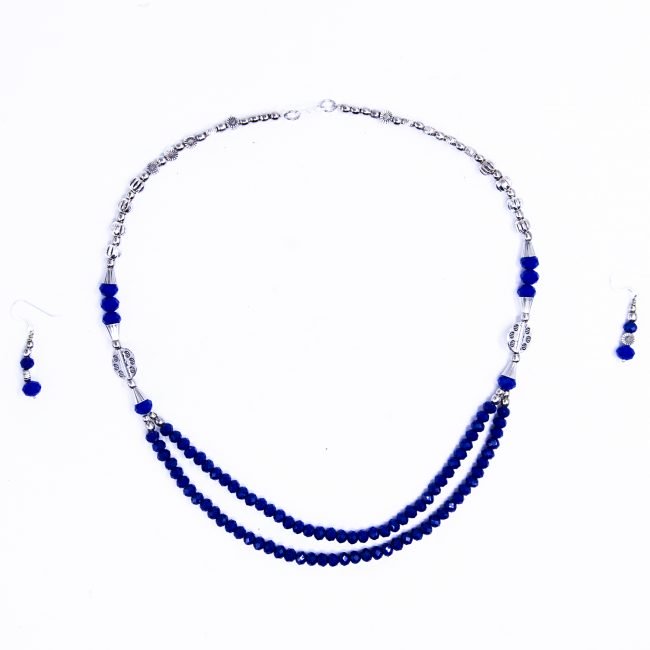 Silver and beads work Necklace with Earrings