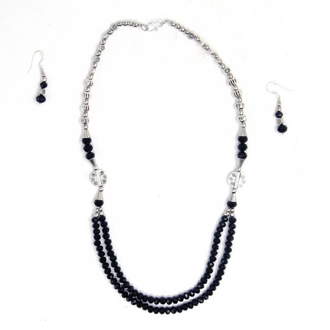 Silver and beads work Necklace with Earrings