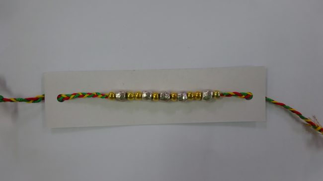 Yellow, Green & Red Silk Thread & Beads Eco Friendly Rakhi