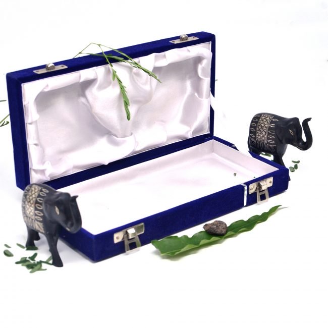 Bidri work Silver Tarkashi Elephant Pair